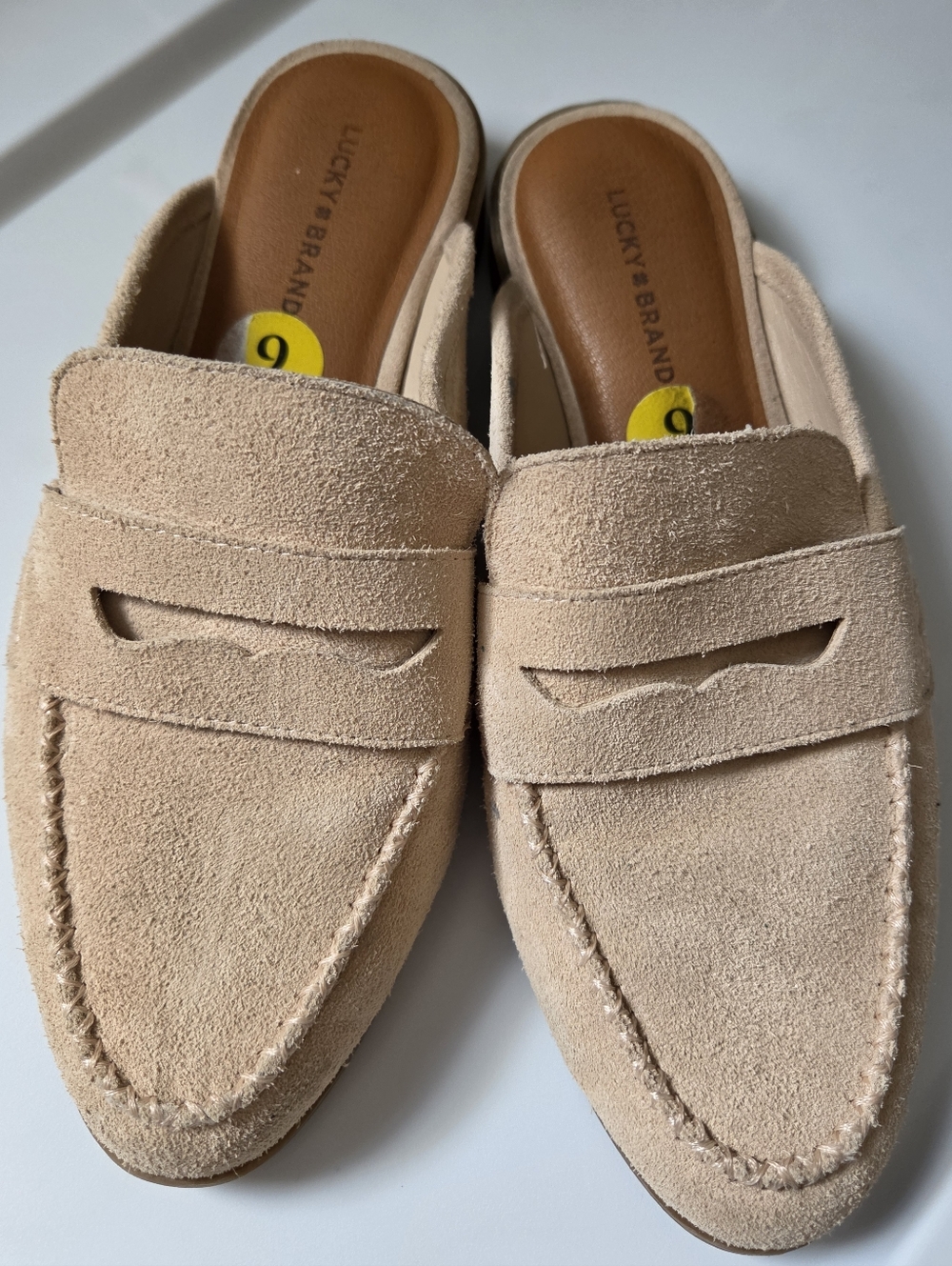Lucky Brand Beige Suede Slip-On Penny Loafers